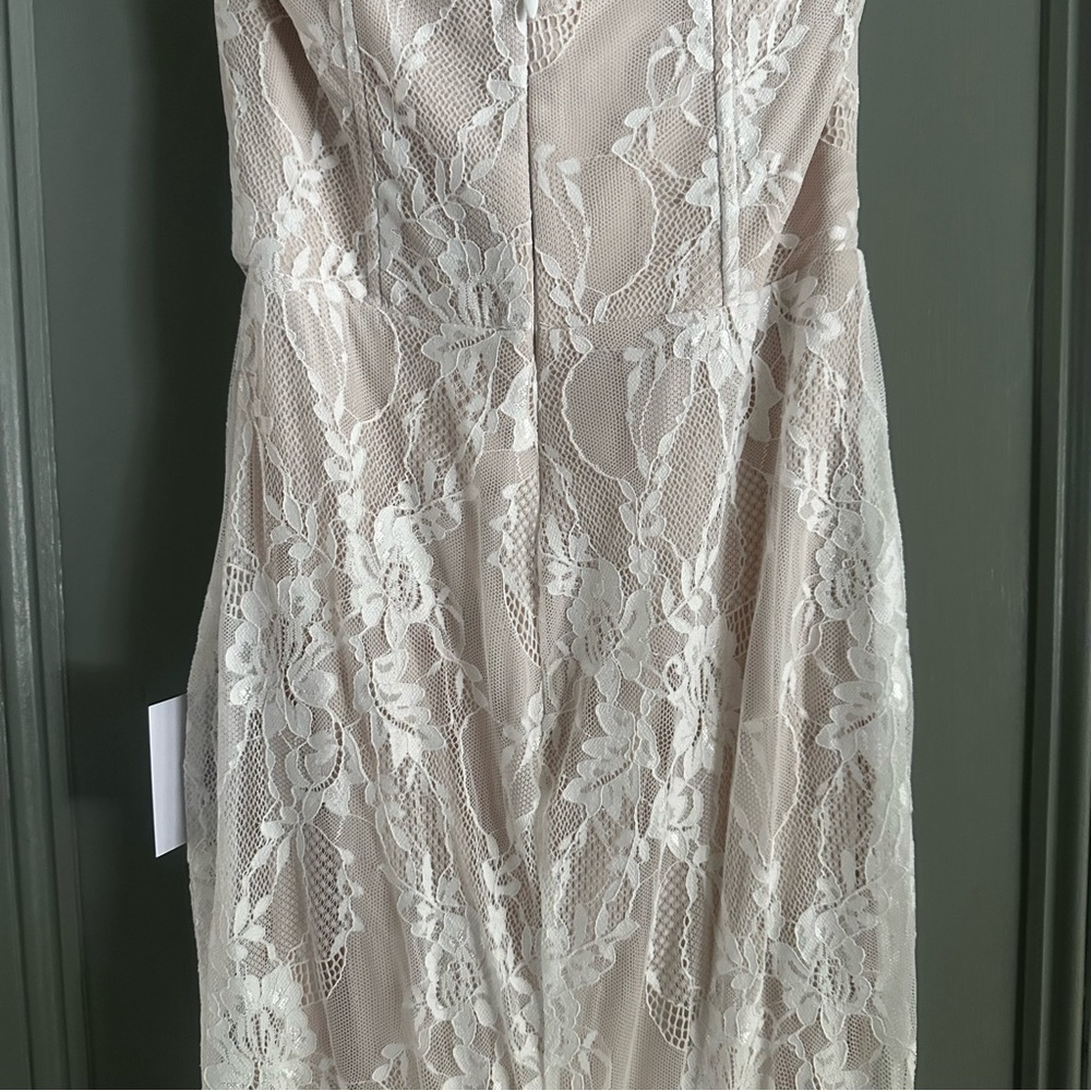 NWT Lulus Valeria White Lace Strapless Bustier Maxi Dress - Picture 12 of 13